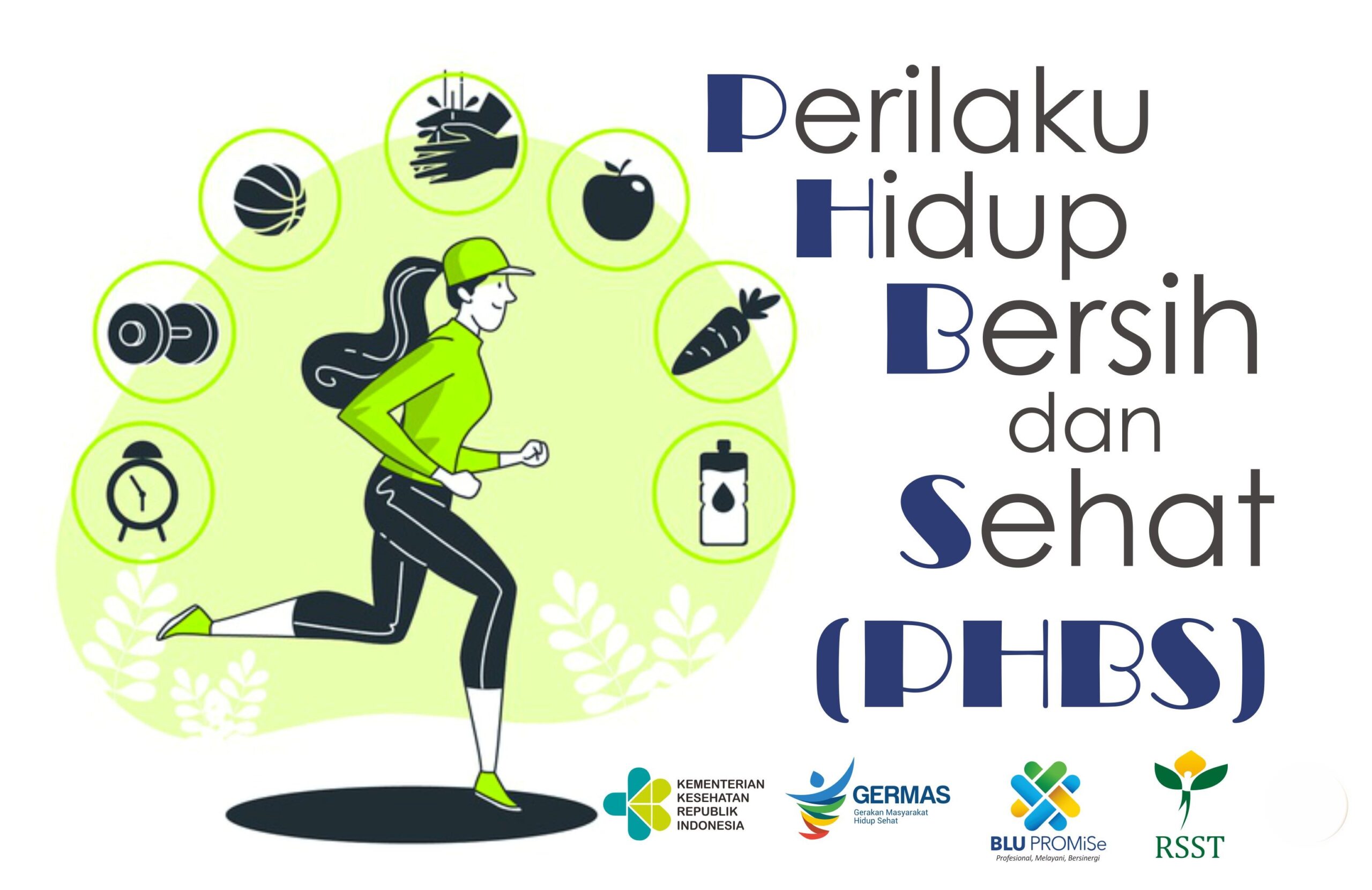 Ilustrasi perilaku hidup sehat untuk menerapkan kebiasaan menjaga kebersihan, nutrisi, dan kesehatan di lingkungan kampus