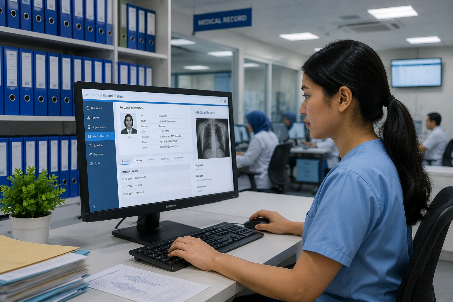 mahasiswa jurusan Rekam Medis Elektronik belajar sistem digital