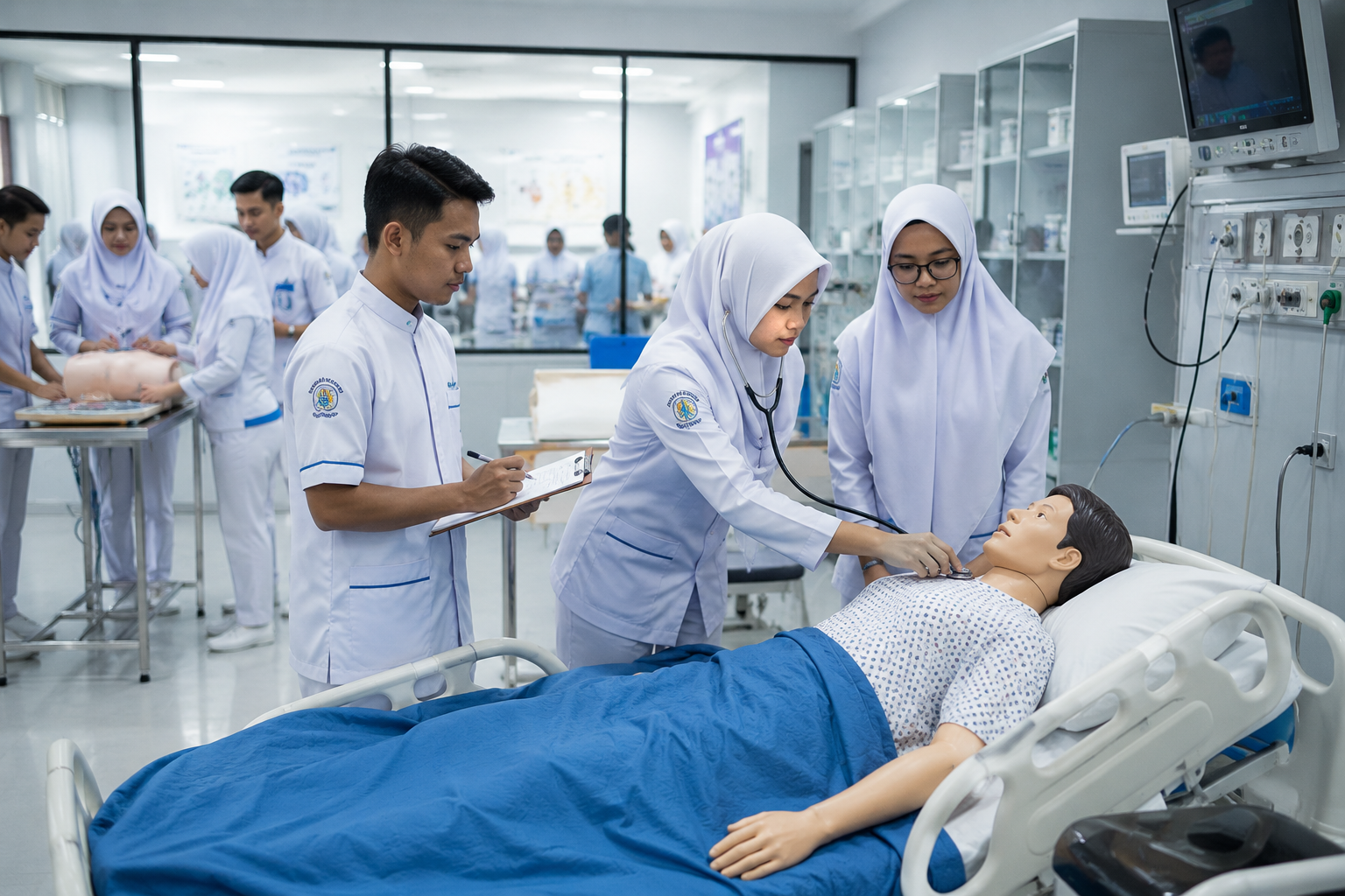 mahasiswa sedang berlatih di laboratorium terintegrasi yang modern