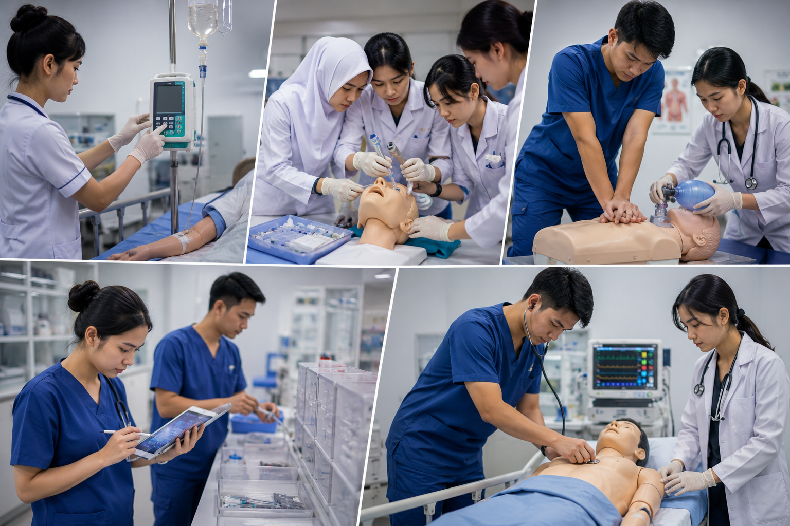 mahasiswa berlatih skill wajib mahasiswa kesehatan di laboratorium