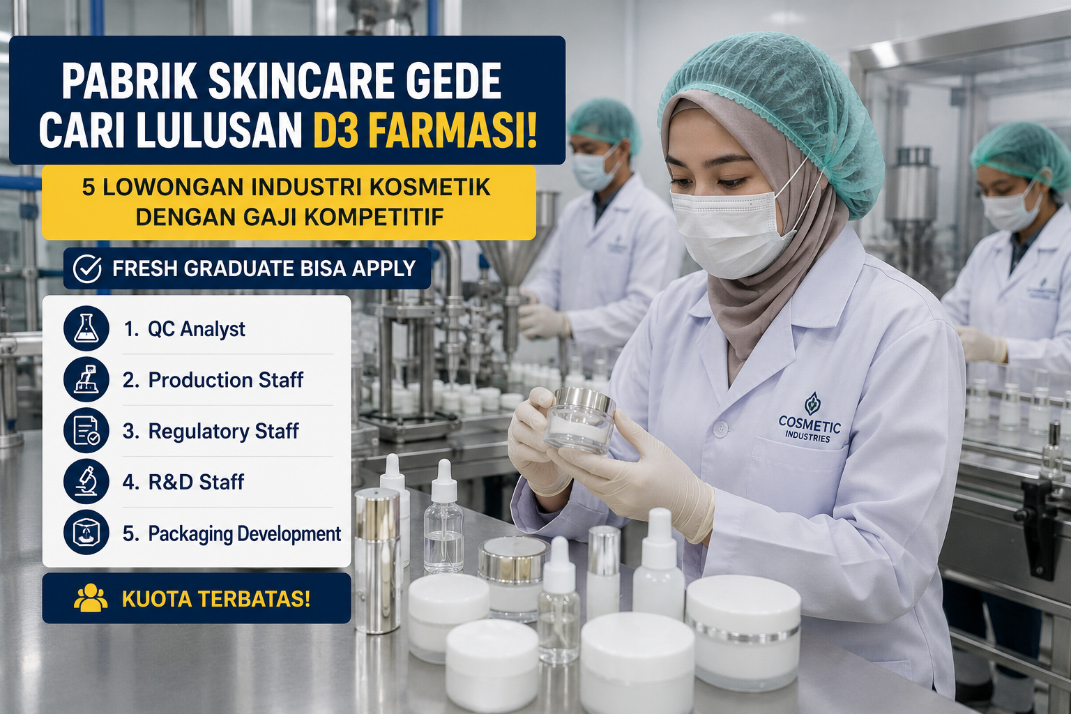 owongan D3 Farmasi kosmetik di laboratorium penelitian"