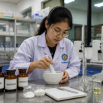 mahasiswa sedang praktikum di laboratorium prospek jurusan farmasi