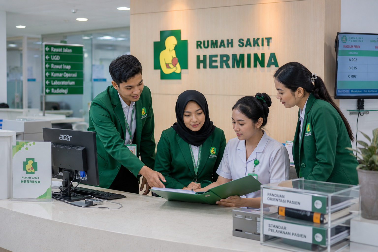mahasiswa sedang menjalani tempat magang kesehatan di rumah sakit