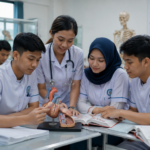 mahasiswa sedang berdiskusi saat memilih program studi kesehatan