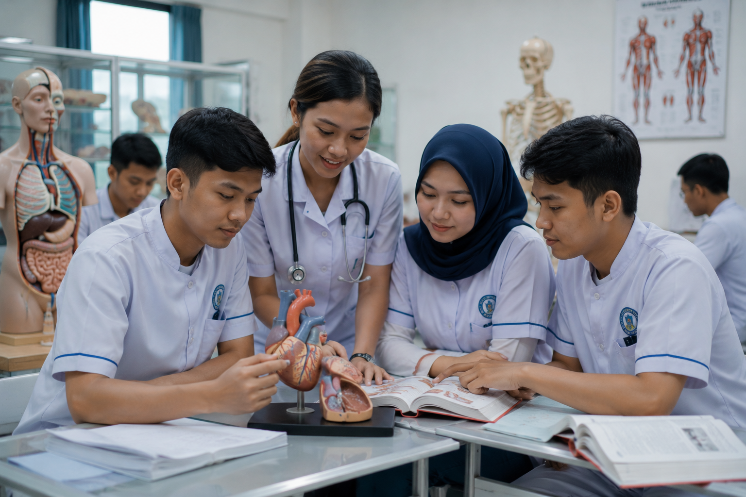 mahasiswa sedang berdiskusi saat memilih program studi kesehatan