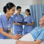 Soft Skill Mahasiswa Keperawatan saat berlatih komunikasi, kerja sama tim, dan praktik klinik di laboratorium keperawatan.
