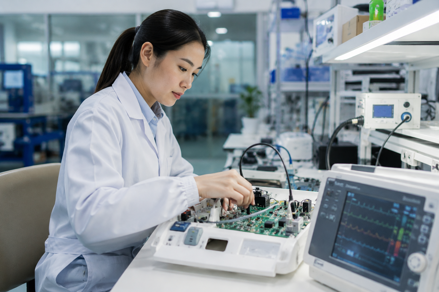 Karier Industri Alat Kesehatan di perusahaan teknologi medis modern dengan peralatan laboratorium canggih