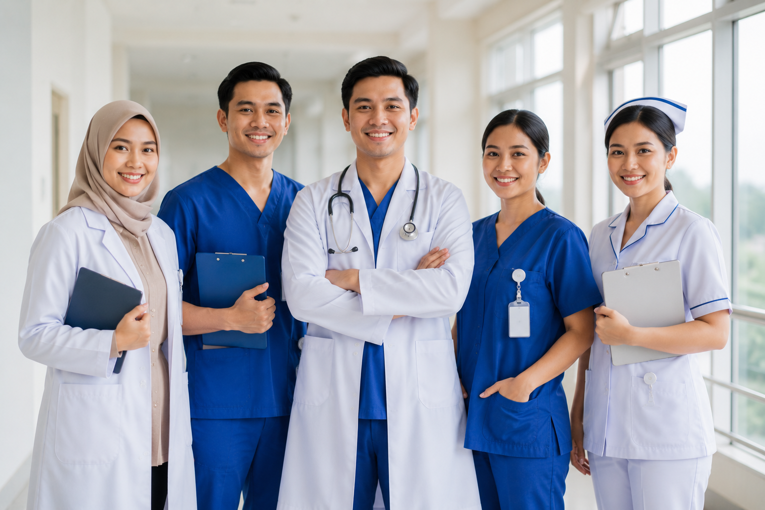 Program Studi Kesehatan dengan mahasiswa praktik di laboratorium dan rumah sakit