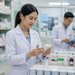 Prospek Kerja Farmasi STIKES Istara dengan mahasiswa melakukan praktikum di laboratorium farmasi modern.