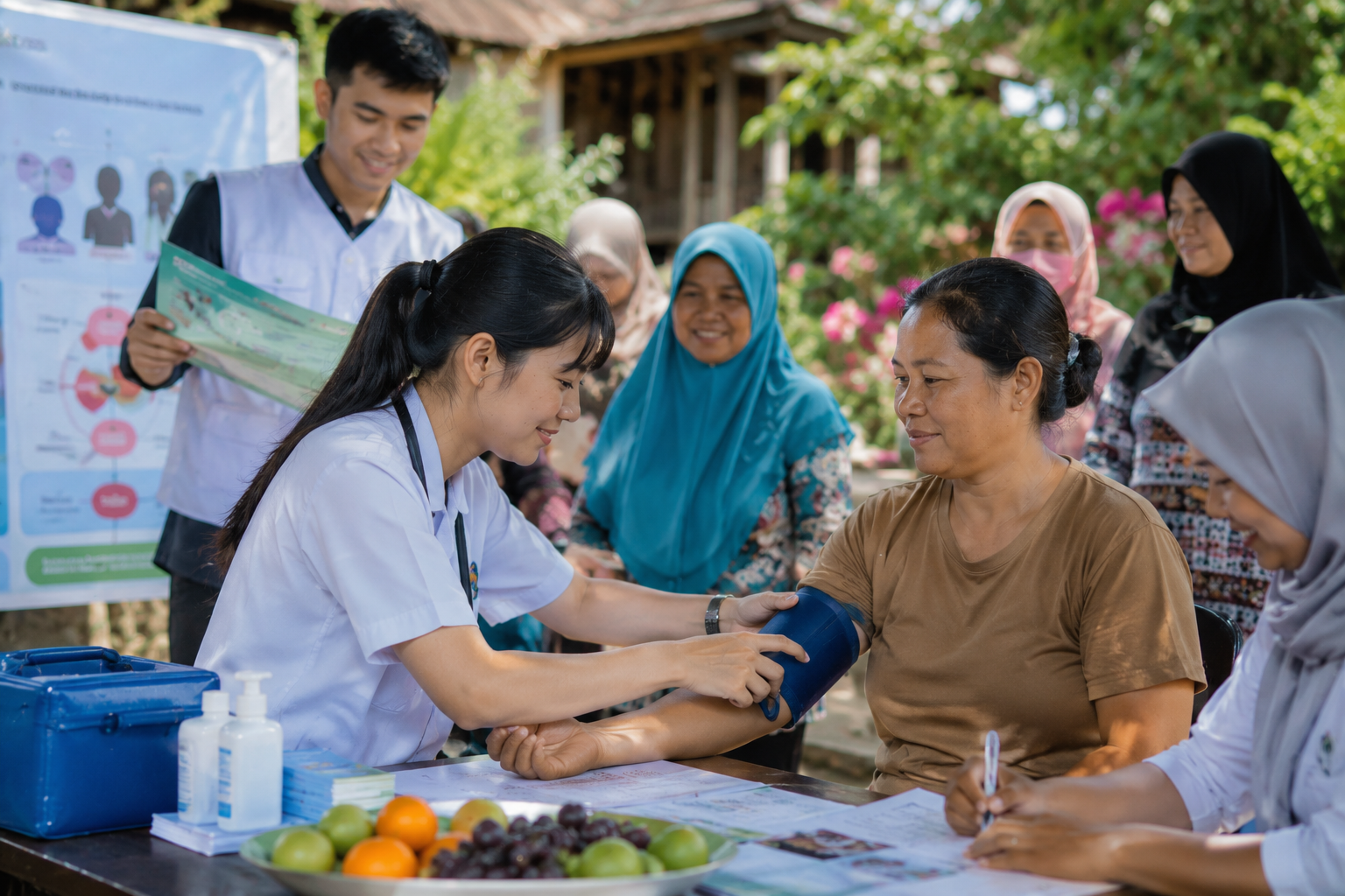 Program Studi Kesehatan Masyarakat STIKES Istara menampilkan mahasiswa sedang melakukan edukasi kesehatan masyarakat dan praktik lapangan bersama dosen pembimbing.