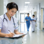 Profesi Ners dengan mahasiswa keperawatan yang sedang menjalani praktik klinik di rumah sakit bersama pembimbing klinik.