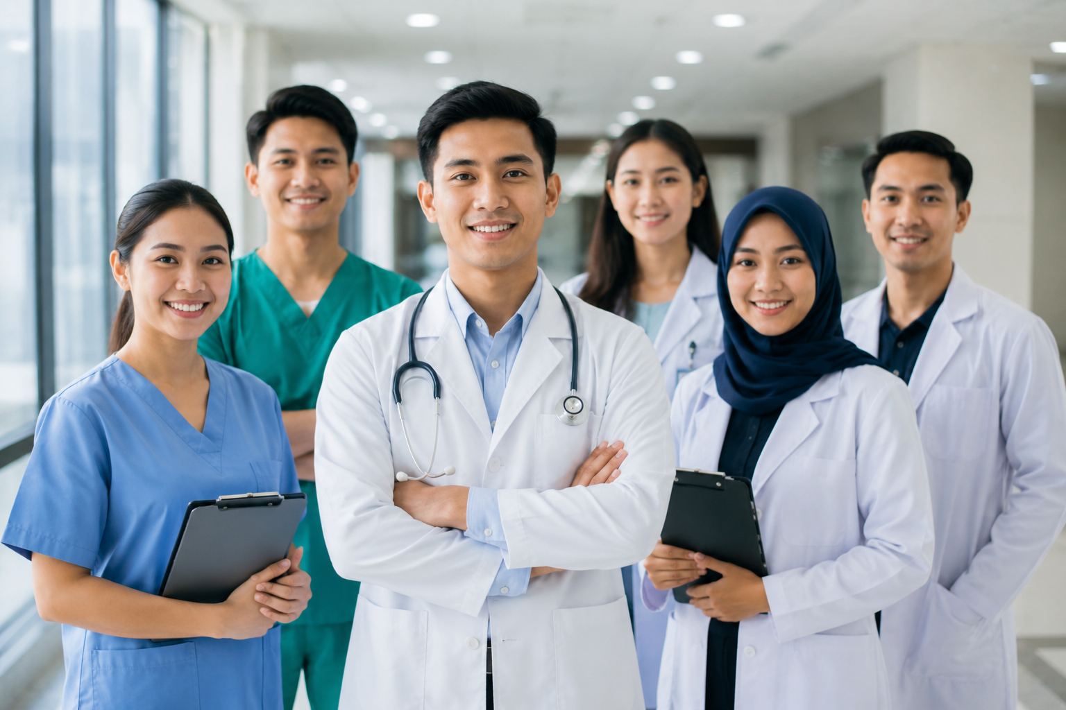 Program Studi Kesehatan dengan Peluang Kerja Terbesar menampilkan mahasiswa praktik di laboratorium kesehatan modern dengan simulasi klinik profesional