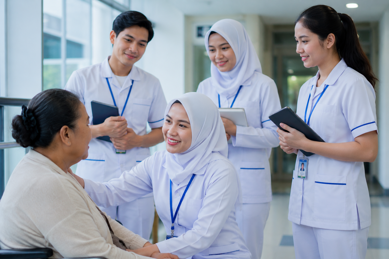Mahasiswa STIKES berdiskusi dalam kelompok sambil mempraktikkan komunikasi dan kerja sama tim di laboratorium kampus