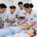 Mahasiswa mengikuti Pembelajaran Berbasis Simulasi STIKES Istara di laboratorium keperawatan dengan peralatan medis modern.