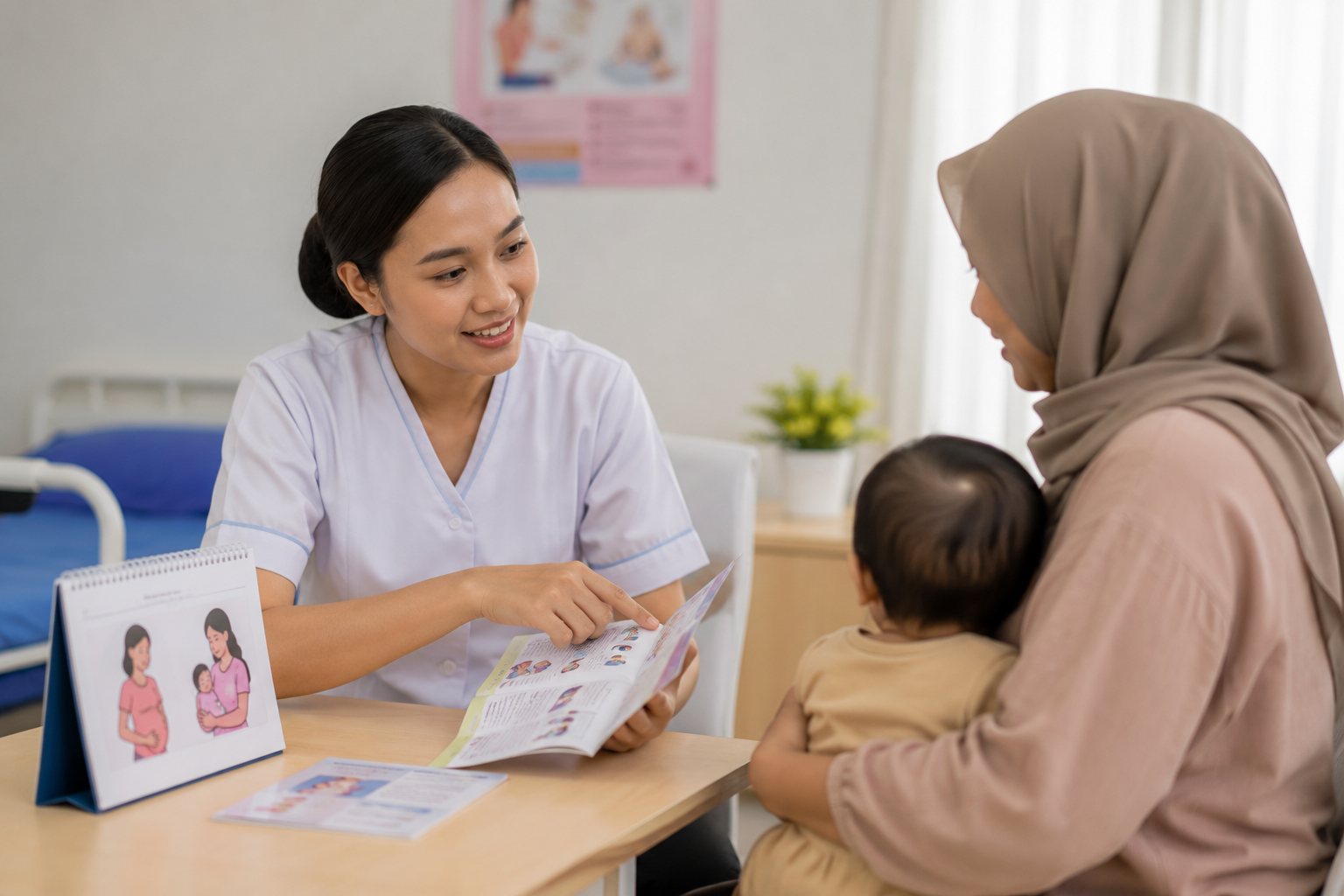 Program Studi Kebidanan STIKES Istara menampilkan mahasiswa kebidanan sedang melakukan praktik konseling kesehatan ibu dan anak di laboratorium kebidanan modern.