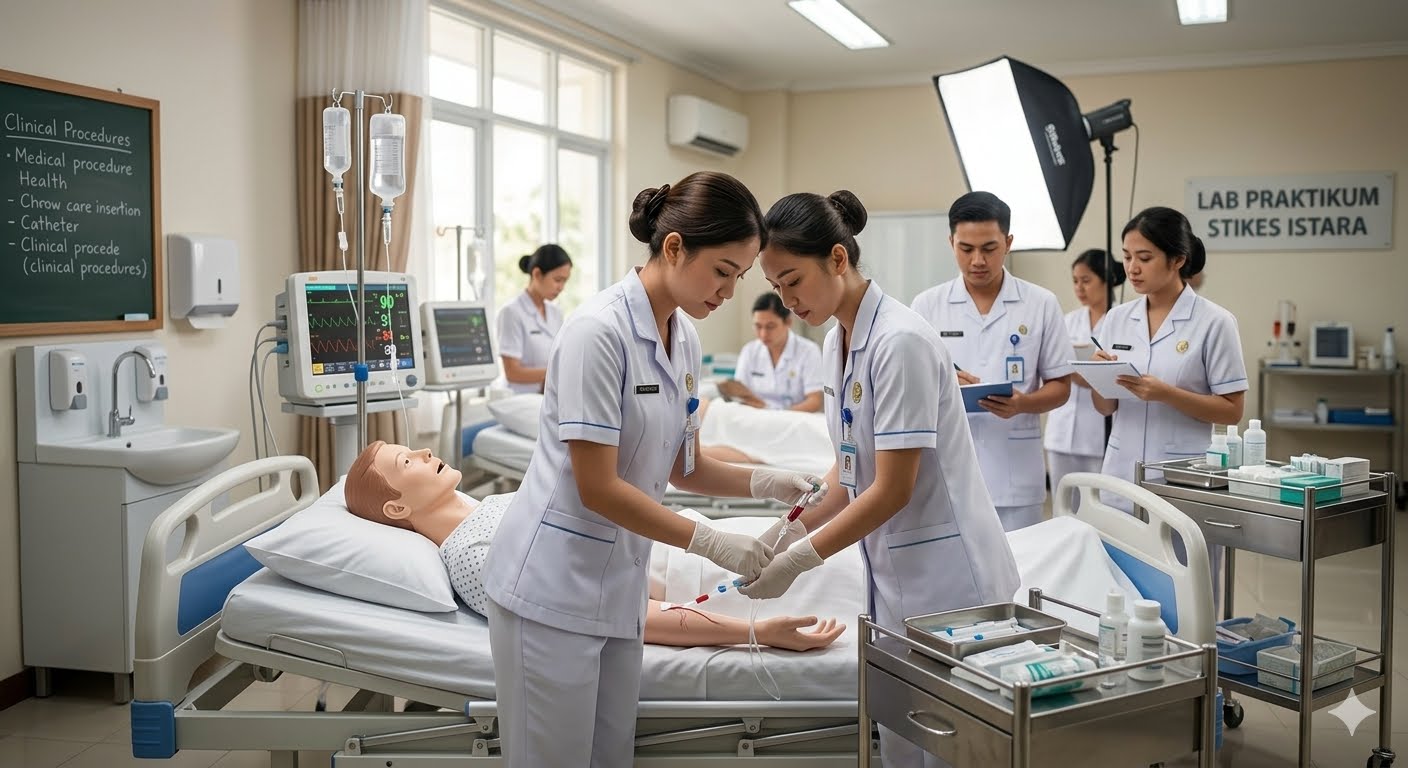 Mahasiswa mempraktikkan keterampilan klinis di Ruang Praktikum STIKES Istara.