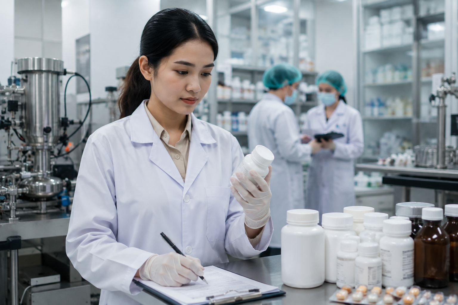 Mahasiswa D3 Farmasi STIKES Istara melakukan praktikum di laboratorium farmasi modern