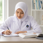 masuk kuliah kesehatan dengan mahasiswa mempelajari skill dasar sebelum perkuliahan