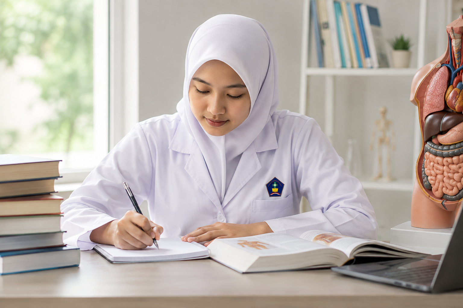 masuk kuliah kesehatan dengan mahasiswa mempelajari skill dasar sebelum perkuliahan