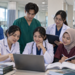 Mahasiswa mencari informasi jurusan kesehatan dengan peluang kerja luas sebelum memilih program studi