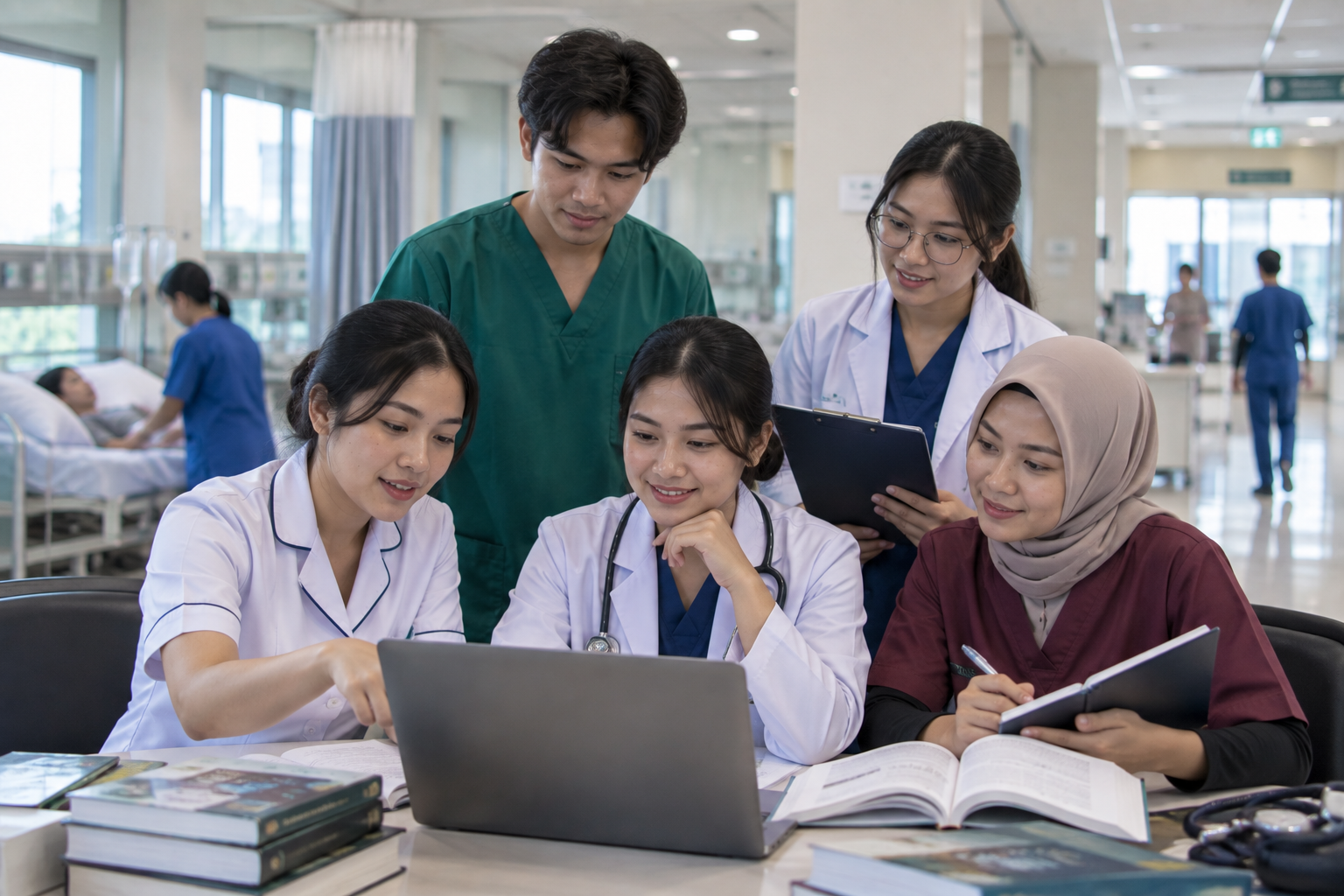 Mahasiswa mencari informasi jurusan kesehatan dengan peluang kerja luas sebelum memilih program studi